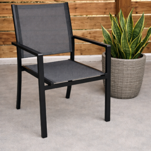 BAYVIEW CHAISE À DINER EMPILABLE À BANDOULIÈRE GRISE