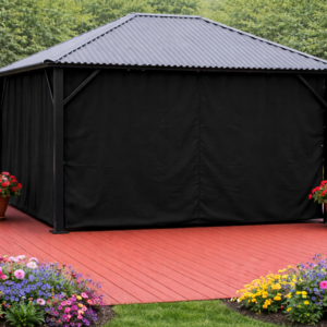 RIDEAUX GAZEBO 10'X10' + 2 ATTACHES/PANNEAU (CHARBON)