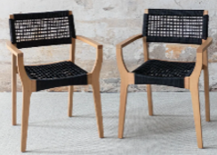 MAUI CHAISE À DINER AVEC ASSISE ET DOSSIER EN PP (CORDON) PLASTIQUE (ENS. DE DEUX)