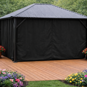 RIDEAUX GAZEBO 10'X14' + 2 ATTACHES/PANNEAU (GRIS CLAIR)
