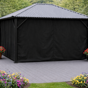 RIDEAU POUR GAZEBO 10'X10' AVEC 2 ATTACHES PAR PANNEAU (GRIS CLAIR)
