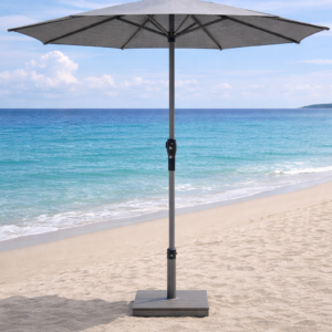 SOLIS PARASOL DELUXE ROND 10' + ÉVENT D'AIR (ASPECT BOIS/GRIS)